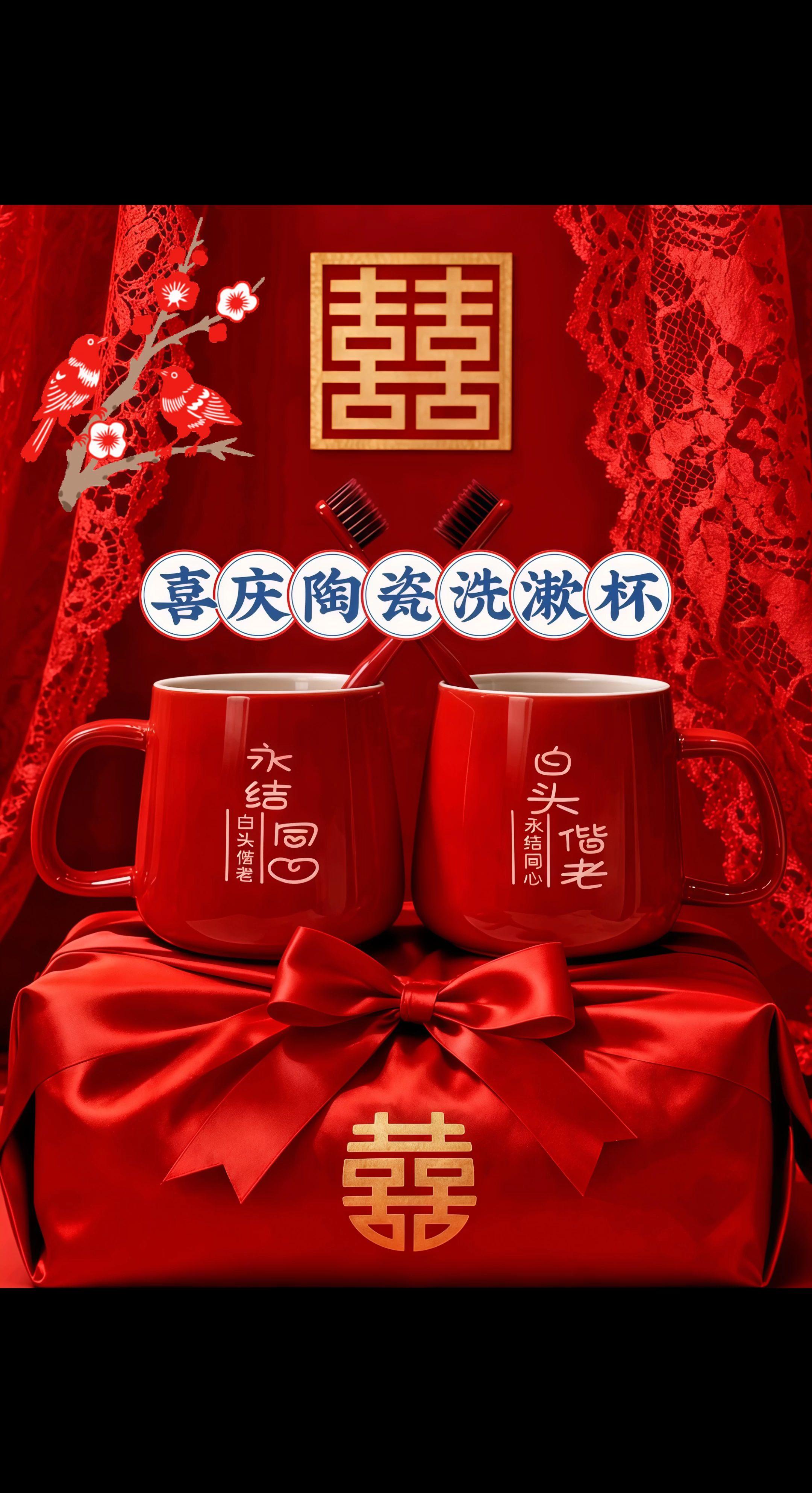 佳偶成双·陶瓷漱口杯 专为新人定制的陶瓷漱口杯组合,是爱与承诺的具象表达。杯身以喜庆红釉铺陈,篆刻“永结同心”“白头偕老”字样,一对杯盏相依,恰似新人往后的深情相伴。 精选高质感陶瓷匠心打造,釉面细腻光洁,耐日常磨损,更融中式婚嫁浪漫于方寸。晨起共沐晨光,杯中盛的不仅是清水,更是“相伴永久”的期许。 作为婚礼回礼,是传递幸福的信物;作为日常器物,是婚姻仪式感的注脚。让这份陶瓷之约,见证每一个晨起暮落的甜蜜,让爱意在柴米油盐中愈发绵长。#婚庆漱口杯 #新人洗漱套装 #情侣漱口杯 #婚礼伴手礼@抖加🔥上热门🔥dou+🔥热点宝 @DOU+上热门