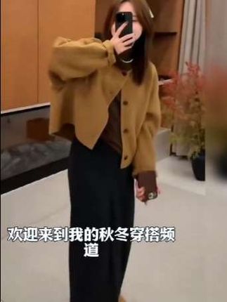 毛呢外套小香风秋冬圆领宽松大衣双面短款女装西装