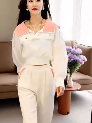 盐系网红炸街连帽卫衣运动套装女春秋季减龄时尚阔腿裤休闲两:/ 件套#春秋新款 #高端大气 #穿出女人味