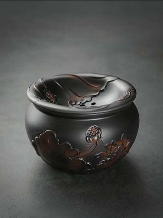 #紫陶荷韵茶渣缸 #废水桶 #烟灰缸 #茶渣缸 #桌面垃圾桶