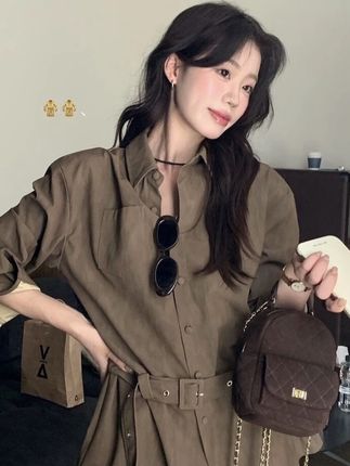 Cute Club 甜美风简约高级收腰长袖衬衫秋季新款宽松休闲百搭上衣#宽松#百搭#休闲#时尚#修身