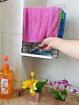 #随时随地标记一下#抹布架#抹布架壁挂台式两用下面放刚丝球海绵擦上面挂抹布还带沥水孔节省空间#抹布置物架