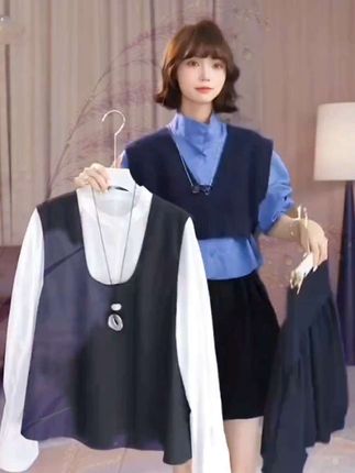 2025秋季秋款衬衫搭马甲显瘦上衣显腿长短裙三件套时尚套装#减龄气质 #时尚套装#小个子显高显瘦穿搭#穿出自己的风格
