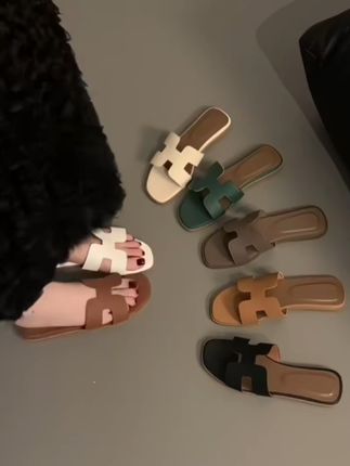 真皮H拖鞋女外穿夏季韩版新款网红ins风百搭休闲凉拖软底一字拖潮#哎呦喂你鞋真好看 #软底软面穿上超舒服 #拖鞋 #夏季凉鞋 #好鞋推荐