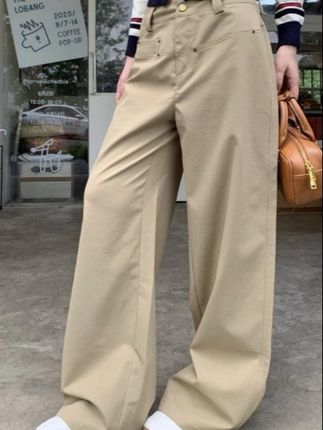 秋季直筒休闲裤女秋水洗复古阔腿裤#阔腿裤 #直筒裤女 #休闲裤女 #休闲裤 #时尚穿搭