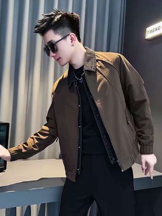 拼接假两件外套男士春秋季潮牌翻领夹克2025新款韩版休闲爆款上衣#休闲外套 #面料柔软舒适 #穿搭 #面料柔软舒适 #外套