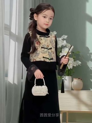 女童裙子儿童套装秋季2025新款春秋女大童新中式旗袍秋装千金风潮#高品质童装 #女童穿搭 #新中式国风 #旗袍 #童装