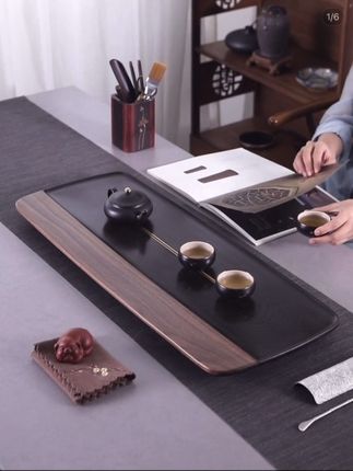 胡桃木电木茶盘高档家用整块德国功夫茶具大排水茶托茶海干泡茶台#胡桃木茶盘 #干泡茶台 #电木茶盘 #茶桌茶台