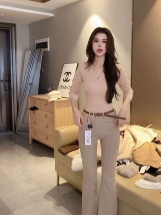 套头款女短款长袖修身型毛针织衫弹力时尚修身针织#好身材好气质 #时尚穿搭 #气质范 #性感辣妹 #辣妹风穿搭