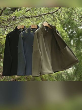 秋冬时尚休闲运动户外机 能保暖抓绒立领夹克男士外套