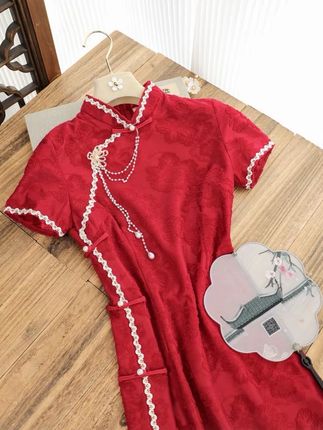 #新中式红色旗袍 #订婚旗袍 #备婚日常 #红色旗袍 #敬酒服旗袍
