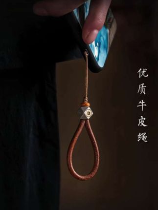 生肖本命佛手机链 牛皮手工编织汽车钥匙扣 手腕式平安礼物#手机挂绳 #情侣手链 #手工 #手机链