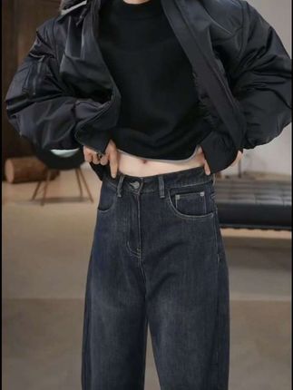 NYHSUGOO/南乙冬季加绒加厚灰蓝色复古男士棉感牛仔3335牛仔裤