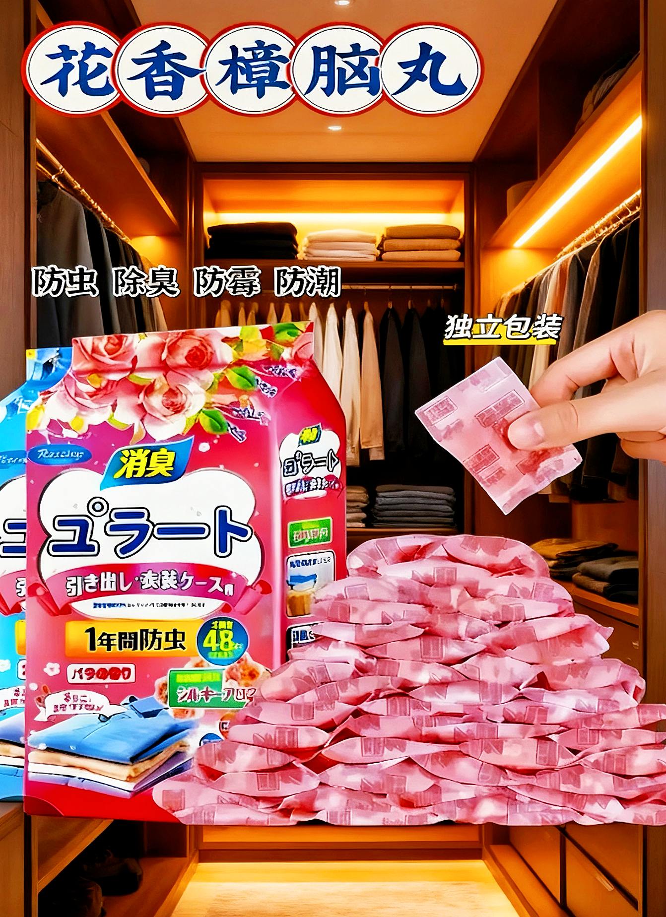 花香樟脑丸。衣柜“小卫士”🌸 花香樟脑丸 衣柜里塞几颗,虫子、潮气、异味全“退退退”!独立小包装超方便,往衣橱柜子一丢,不仅能防虫防霉,还能散发出淡淡的花香,衣服拿出来都是香香的✨ 一年长效防护,不用频繁更换,省时又省心~ 梅雨季节、换季收纳衣服,有它在就很安心,再也不怕衣服被虫蛀、受潮有怪味啦~ #樟脑丸 #衣柜收纳 #防虫防霉 #居家好物