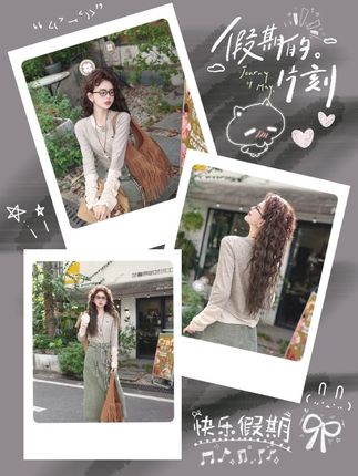 燕麦色流线拼接 陈大器同款 空气羊毛混纺恒温18-25℃ #漂亮衣服 #甜美穿搭 #女装时尚穿搭 #女士穿搭 #我的种草时刻