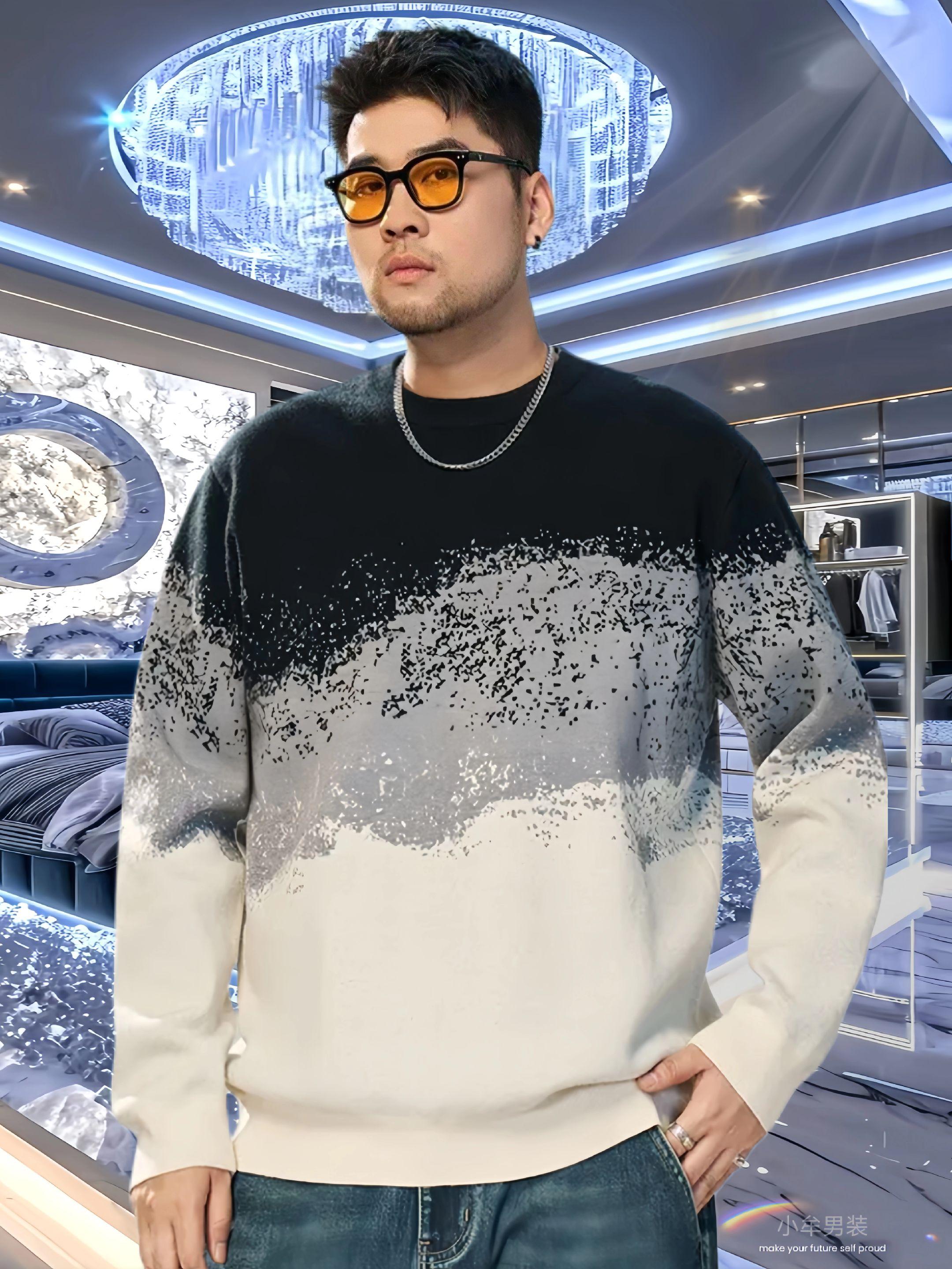 哈喽帅哥们!这款渐变毛衣太绝了~ 黑灰白层次撞色,潮流感拉满,秋冬穿它帅气又保暖,轻松拿捏型男范儿#品质男装 #高端大气 #男神必备 #休闲百搭 #每天穿搭分享