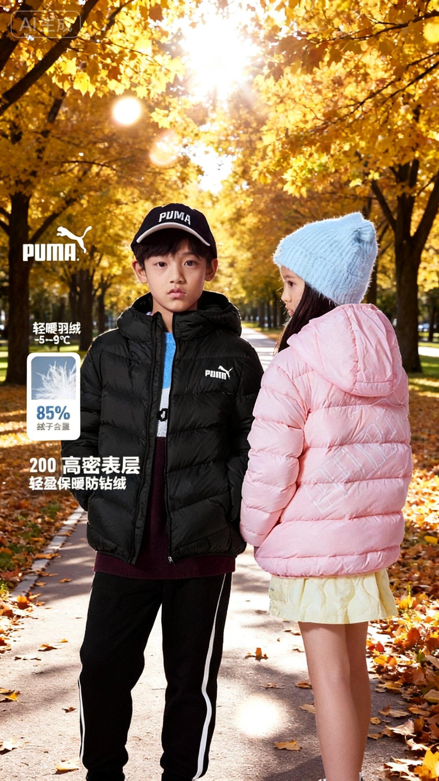 PUMA彪马新款儿童冬季羽绒服连帽保暖时尚