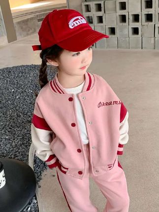 女童棒球服拼色外套春秋2025新款儿童春款童装时髦洋气宝宝上衣潮#女童棒球服#女童外套#女童拼色外套#dou音小助手