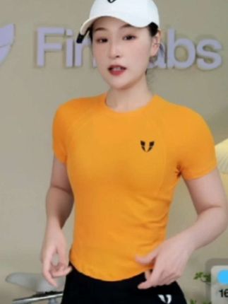 马甲线运动圆领紧身短袖T恤健身操高弹透气夏季女款F2511T071#好物推荐🔥 #修身显瘦#轻薄透气#运动休闲#时尚百搭