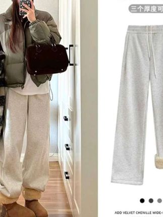 生完孩子可穿孕妇裤秋季款2025新款外穿加绒加厚裤宽松阔腿裤卫裤#阔腿裤女 #舒适百搭 #跟我买就对了