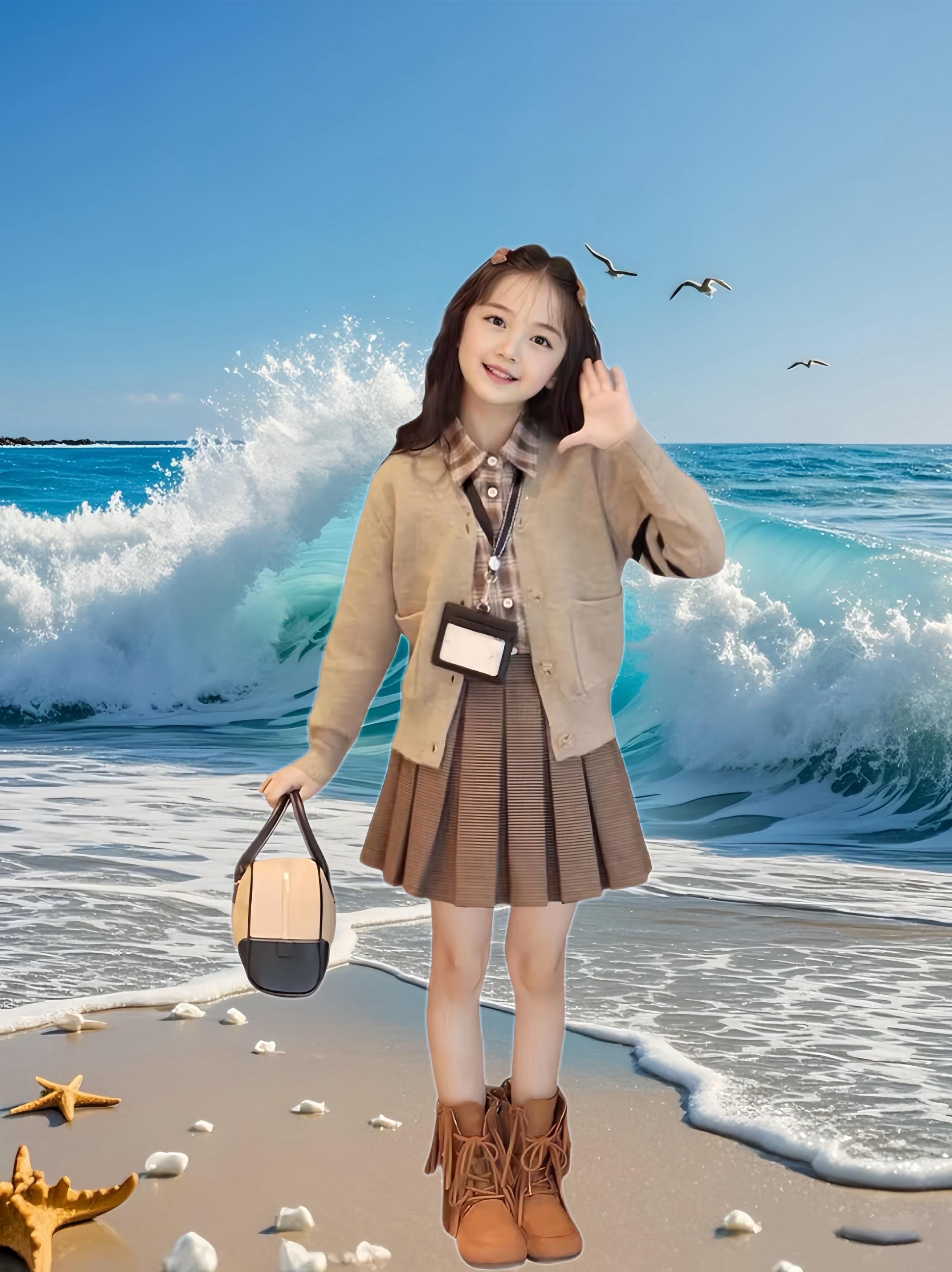 女童学院风JK套装春秋2025新款潮儿童秋装女孩 毛衣开衫三件套洋气#学院风穿搭 #甜美女孩 #骗你生女儿 #俏皮可爱 #女童穿搭