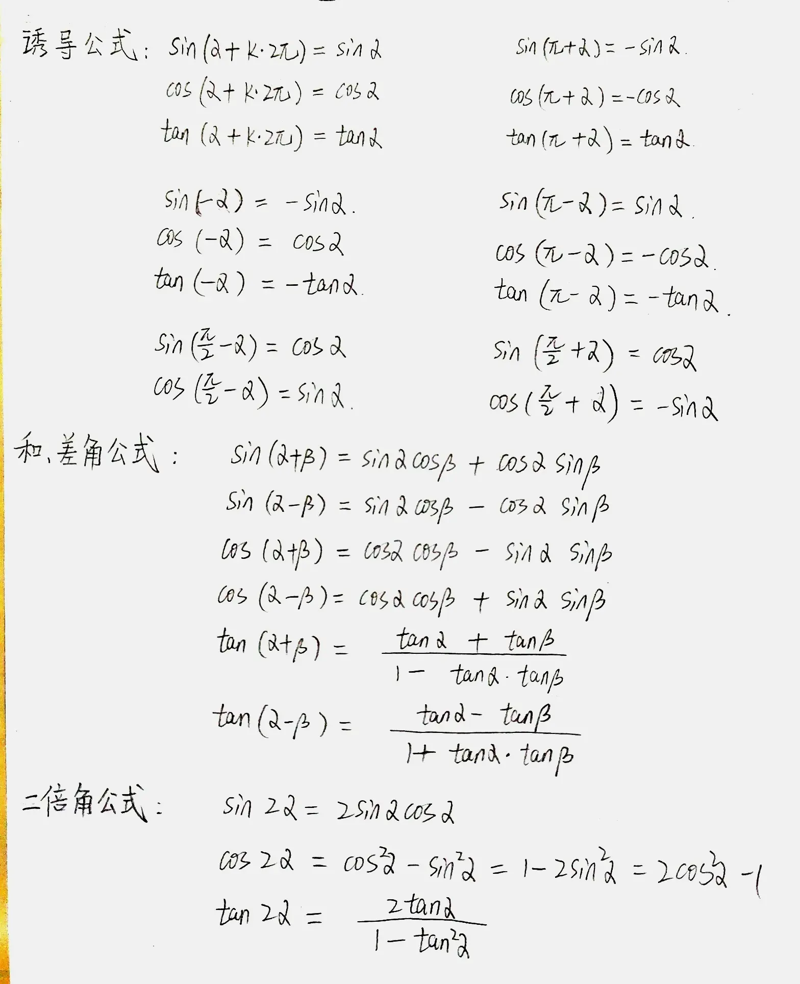 高一三角函数公式大全,记住公式做题快一倍#高一数学 #三角函 - 抖音