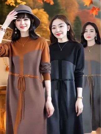恒源祥集团彩羊妈妈收腰针织连衣裙中老年女装阔太太打底毛衣裙#上热门🔥 #创作灵感 #面料柔软舒适 #美出高级感