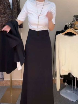 2025新款高腰显瘦半身裙女春秋气质百搭垂感a字裙鱼尾裙黑色长裙#女装穿搭 #洋气半身裙子 #时尚百搭好看又实惠 #休闲裙子穿搭 @DOU+小助手 @DOU+上热门