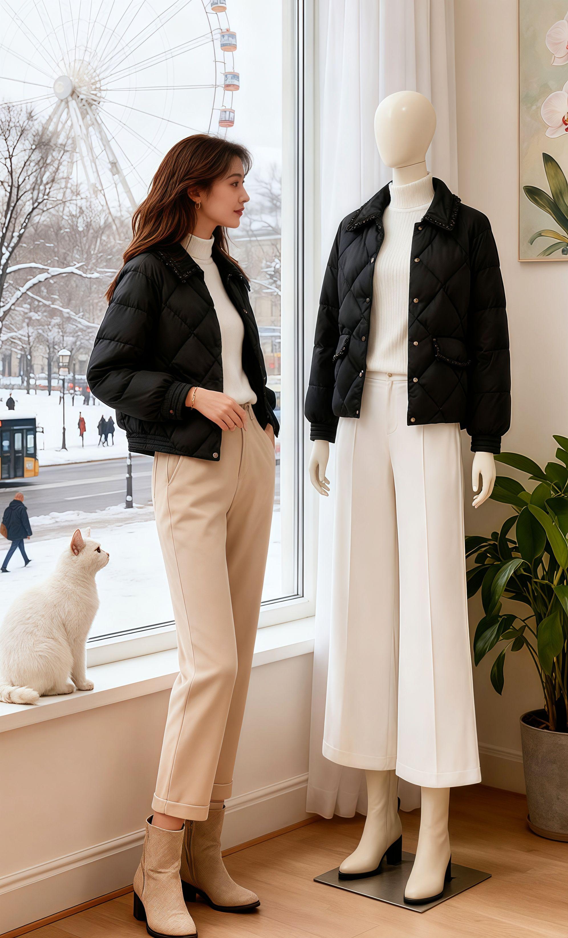 #解锁秋季一周色彩灵感穿搭#早秋黑白灰穿搭测评#轻松摆脱路人感的韩系穿搭#棉马甲搭配 #秋冬穿搭