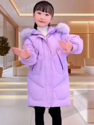 儿童羽绒服,女童中长款加厚中大童外套,新款洋气女孩冬装外套!