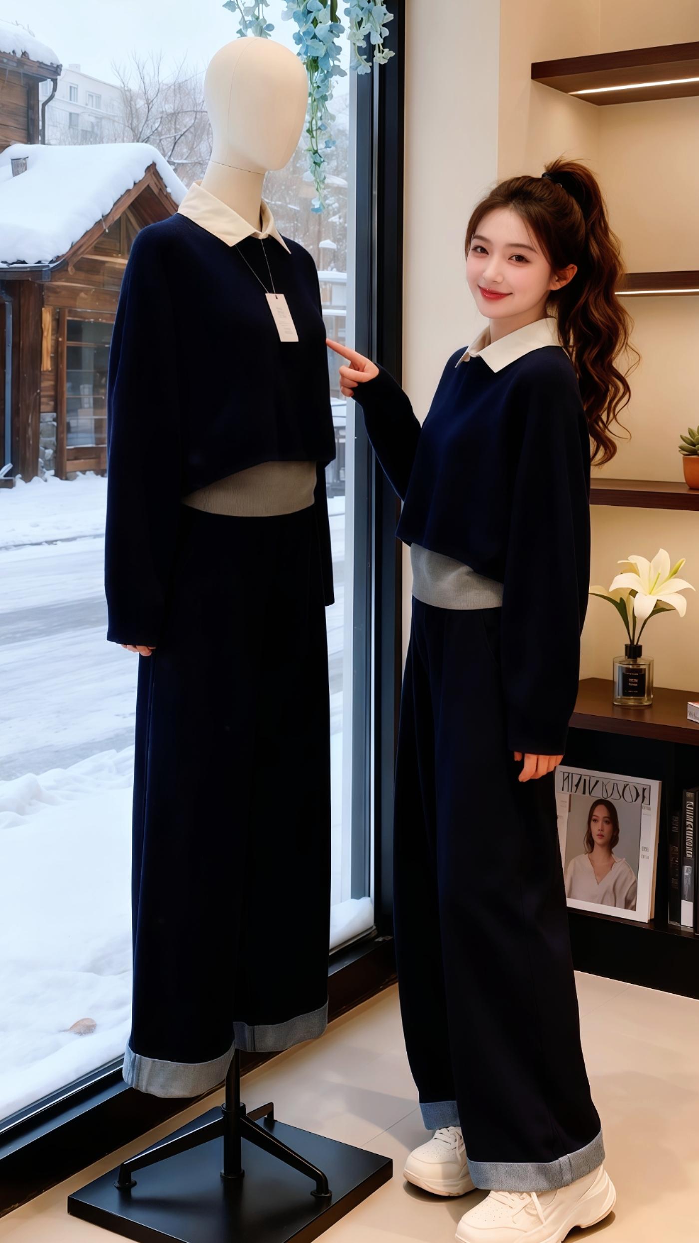晚饭后的惊喜穿搭发现😘🧣 许妍 吃完晚饭散步,路过街角服装店时,目光一下被橱窗里的春秋新款吸引。这套韩系设计感三件套也太戳人了!软糯的针织毛衣贴肤舒服,🧣搭配的牛仔阔腿裤版型超正,既能藏住小赘肉,又显得腿型笔直修长,整套上身瞬间减龄好几岁。😘 不用费心想搭配,直接一套穿出门超方便。日常通勤、周末和朋友约会都合适,随便搭双小白鞋或帆布鞋,清爽又有活力。面料摸着手感细腻,春秋穿厚度刚好,既不会闷汗也能应对微凉天气,真心推荐给喜欢韩系风格、想轻松提升穿搭质感的姐妹~😘🧣 #许妍激发了大家的打扮欲 #许妍的衣橱每套都过分美丽 #许妍用穿搭演绎角色灵魂 #来双11解锁秋冬本命穿搭