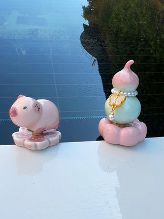 葫芦小摆件带随机提溜可爱仪表台清新精致轻奢小众茶宠车载摆件#景德镇陶瓷#旋转小摆件 #转转乐#车载桌面小摆件
