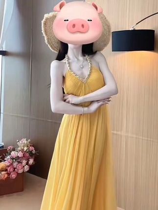 夏季新款时尚气质法式绑带挂脖减龄连衣裙(有胸垫)#夏季新款 #减龄连衣裙 #绑带连衣裙 #气质连衣裙 #时尚百搭