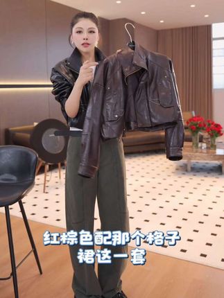 楚楚君Laugh girl秀场同款【机车格调】机车风复古皮衣短款WL53188J#皮衣外套搭配 #休闲百搭 #洋气 #好货推荐 #皮衣外套