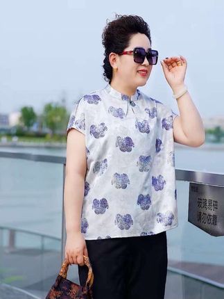 【青花瓷】新中式提花花萝衬衣立领国风夏季新款气质大码小衫做工精致面料舒适透气新品上市