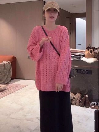 徐靖靖【圆领毛衣】时尚韩版慵懒风百搭圆领宽松毛衣2509163#慵懒风穿搭 #简约穿搭 #欧韩穿搭