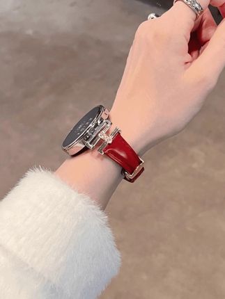 适用华为真皮凯旋门镶钻蝴蝶扣手表表带gt3gt4progt5watch5高级感#表带#华为表带