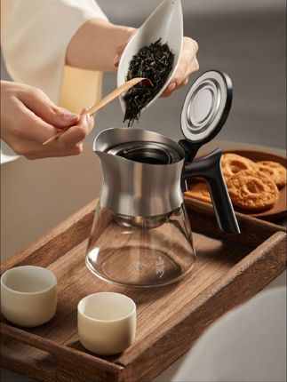 山河飘逸壶2.0升级款,不锈钢双层茶仓一键出汤茶水分离茶壶#茶水分离杯 #茶具 #飘逸杯泡茶壶