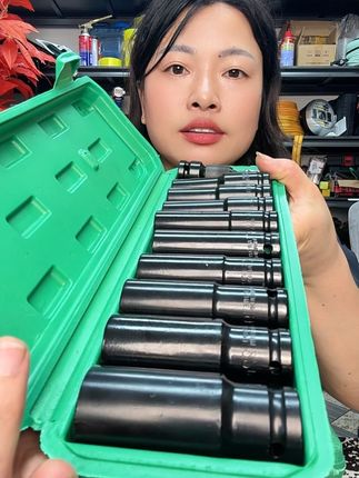 电动大飞加长黑碳钢套筒11件套#高性能实用工具 #套筒11件套#加长套筒#套筒