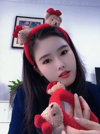 可爱红色毛绒洗脸发箍#发箍控头饰 #发箍控 #发箍