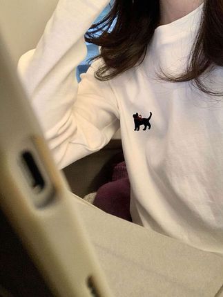 【婉如新生】白色小众别致内搭打底衫纯棉长袖t恤女休闲百搭上衣#休闲长袖T恤打底衫#长袖T恤打底衫#长袖上衣#长袖T恤#休闲T恤