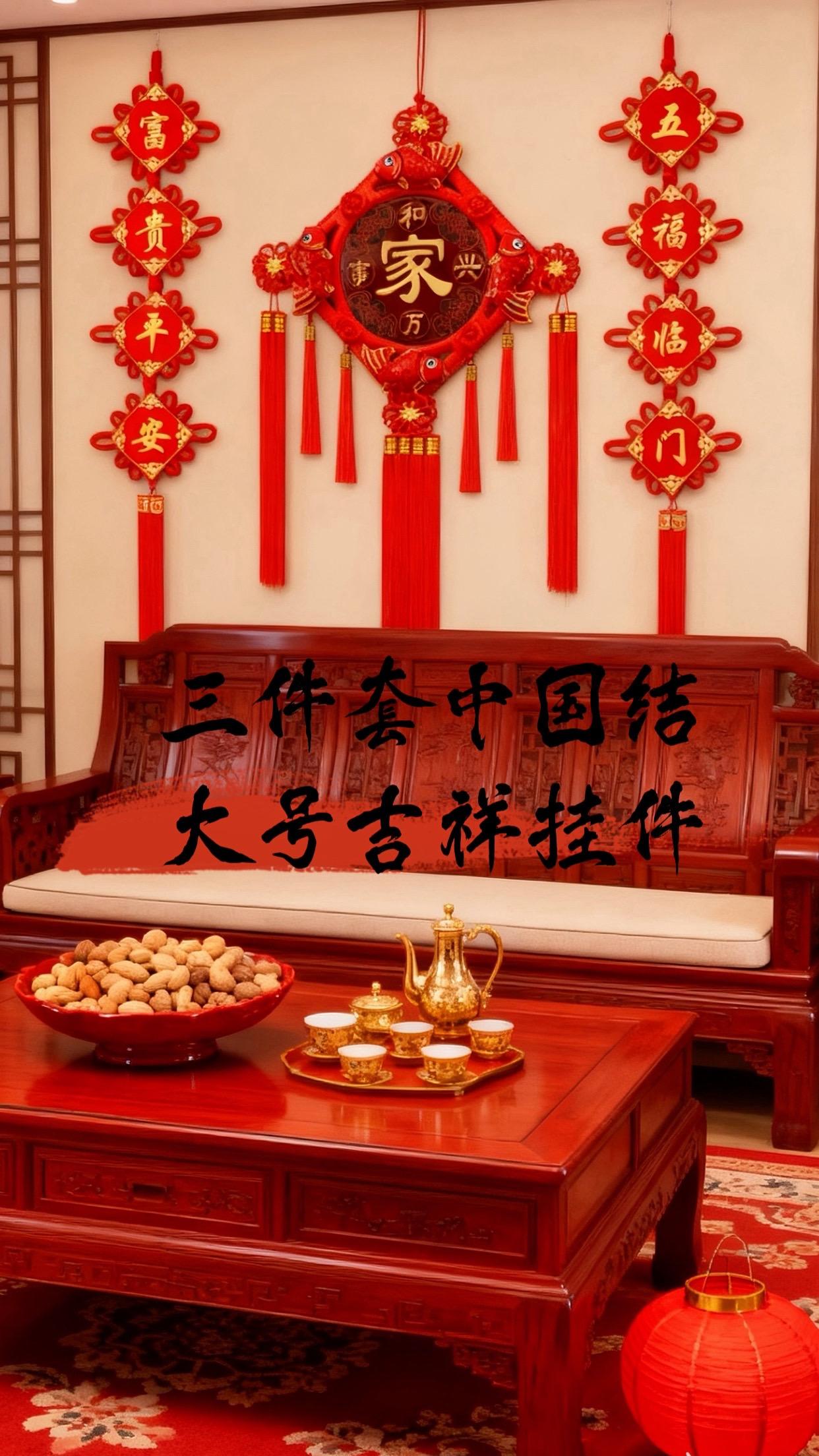 三件套中国结挂件。#中国结挂件 #中国结 #客厅中国结挂件 #好看喜庆 #喜庆中国结