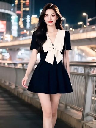 #与众不同 ,蝴蝶结黑色连衣裙,时尚大方,穿出自己美丽#完美