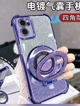 #适用OPPORENO7电镀四角防摔手机壳#简约细闪高级感全包支架手机壳#数码产品#美观实用