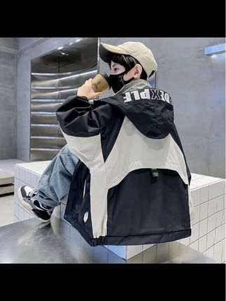 #潮童穿搭 男童外套春秋款2025新款儿童帅气秋季大童炸街秋装男孩拼接冲锋衣】
