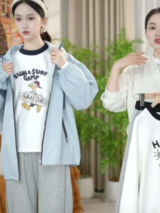 【休闲上衣外套】女大童春秋装新款初高中学生连帽青少年洋气#面料舒适透气#时尚百搭