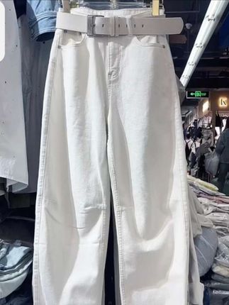 2025秋冬加绒大码女装高腰弯刀牛仔阔腿裤梨形身材窄版拖地香蕉裤#裤子穿搭 #裤子推荐 #裤子漂亮喜欢推荐