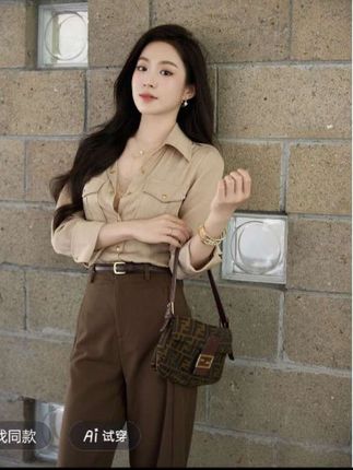 MEINA法式气质极简风高级感休闲长袖翻领上衣#新款上衣 #气质时尚上衣 #气质时尚上衣女 #高级感上衣 #秋冬新款