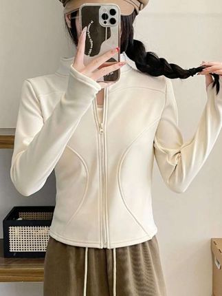 加绒加厚款瑜伽外套女运动休闲卫衣#休闲穿搭 #时尚百搭 #百搭上衣