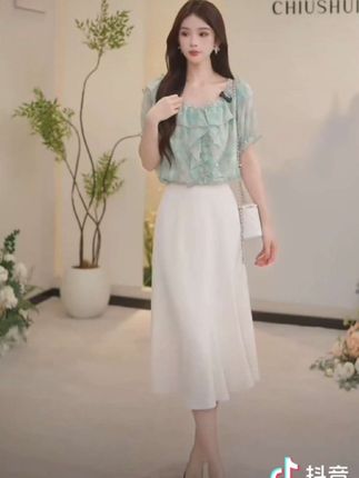 品牌女装#【半熟芝士】秋水伊人A字高腰中长款半身裙新款女伞裙#气质女神穿搭 #时尚百搭好看又实惠